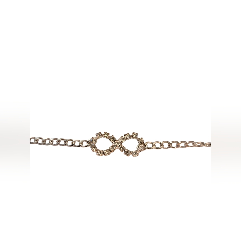 Silver CubicZirconia Infinity Chain Bracelet Adjustable